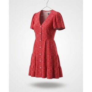 Universal Thread Mini Dress Womens Small Red Star Print Linen Blend